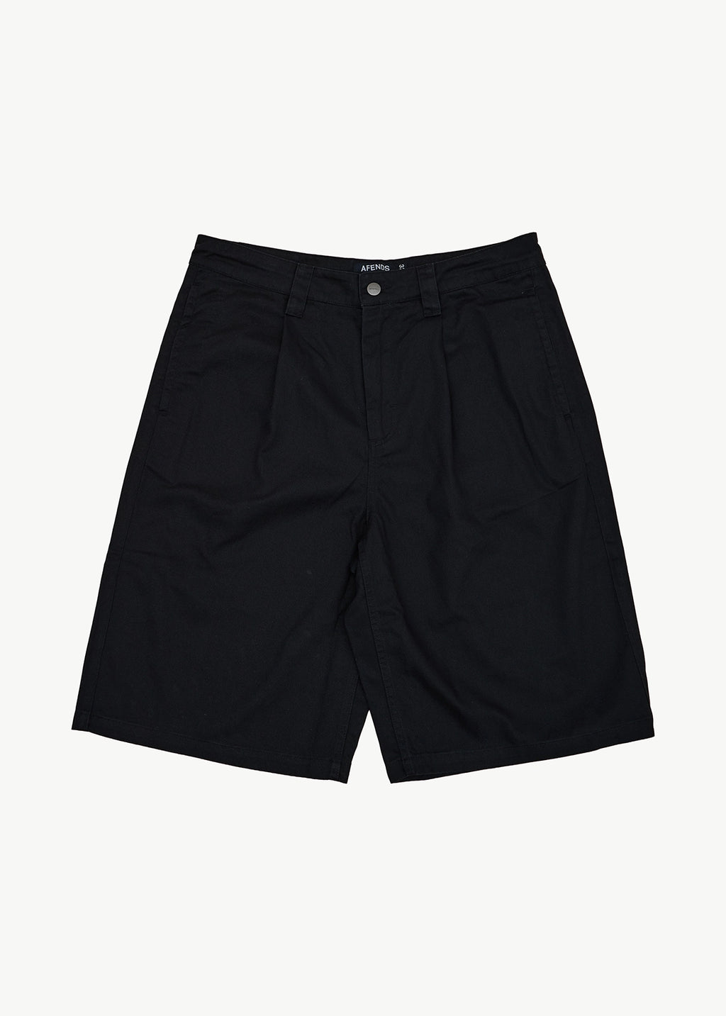 AFENDS Pollet - Baggy Pleated Short 24" - Washed Black