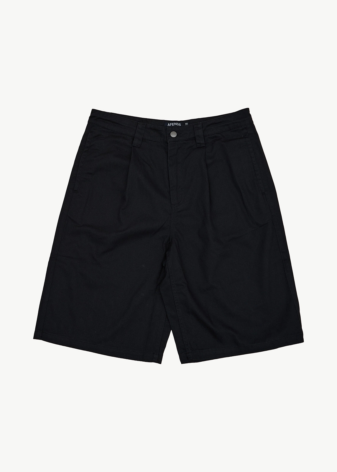 AFENDS Pollet - Baggy Pleated Short 24" - Washed Black