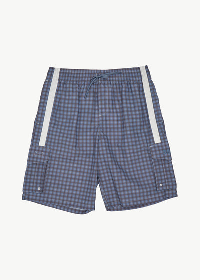AFENDS Mens House Related Proposal - Cargo Short 21" - Slate Blue Check