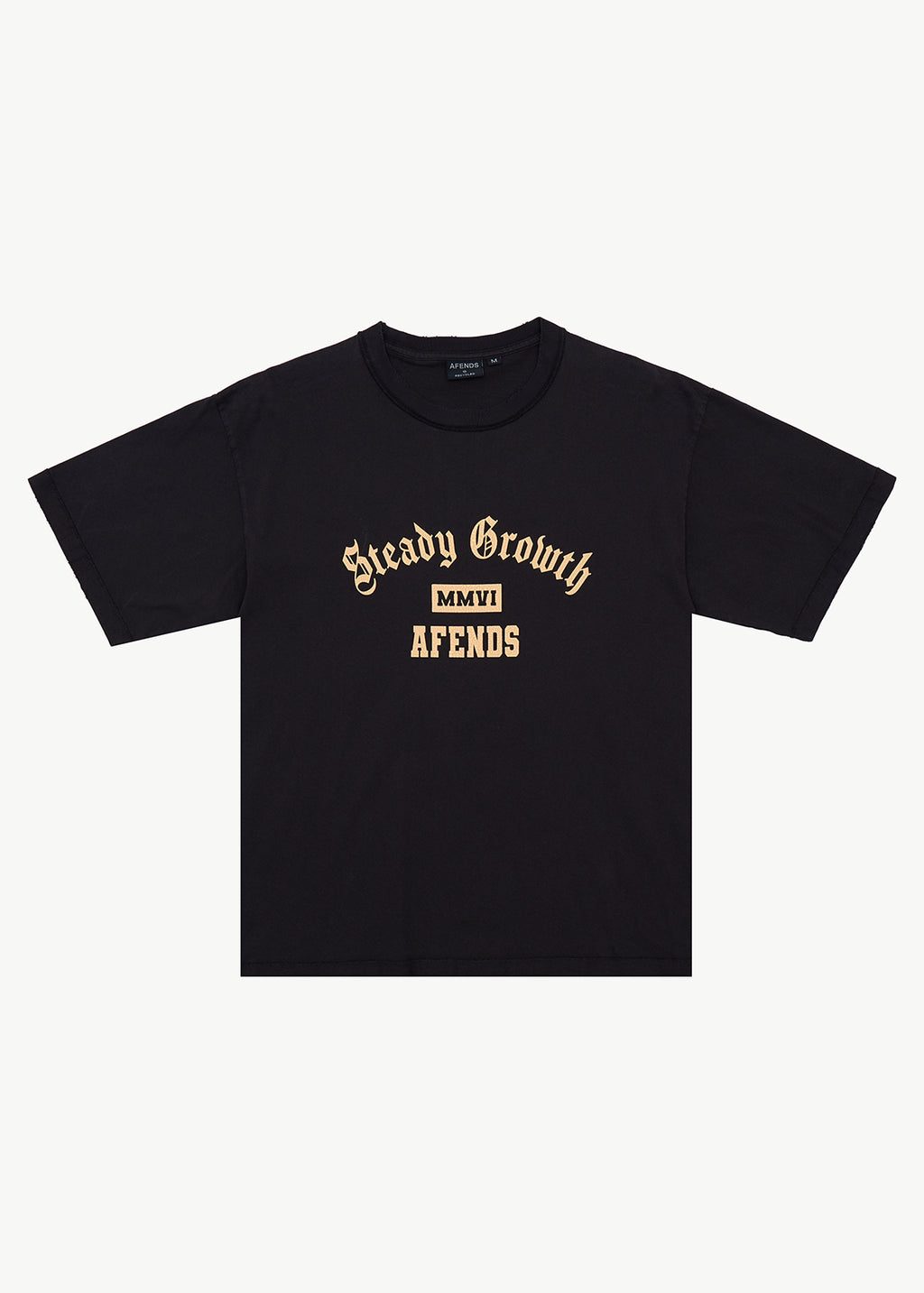 AFENDS Growth - Heavyweight Boxy Tee - Stone Black