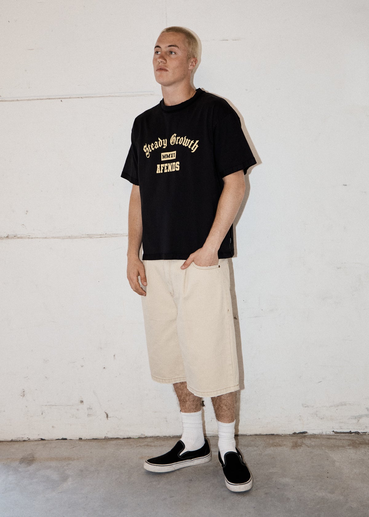AFENDS Growth - Heavyweight Boxy Tee - Stone Black
