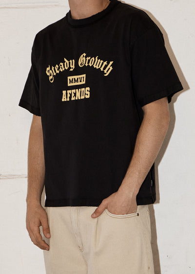 AFENDS Growth - Heavyweight Boxy Tee - Stone Black