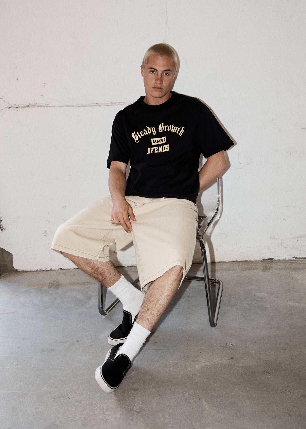 AFENDS Growth - Heavyweight Boxy Tee - Stone Black