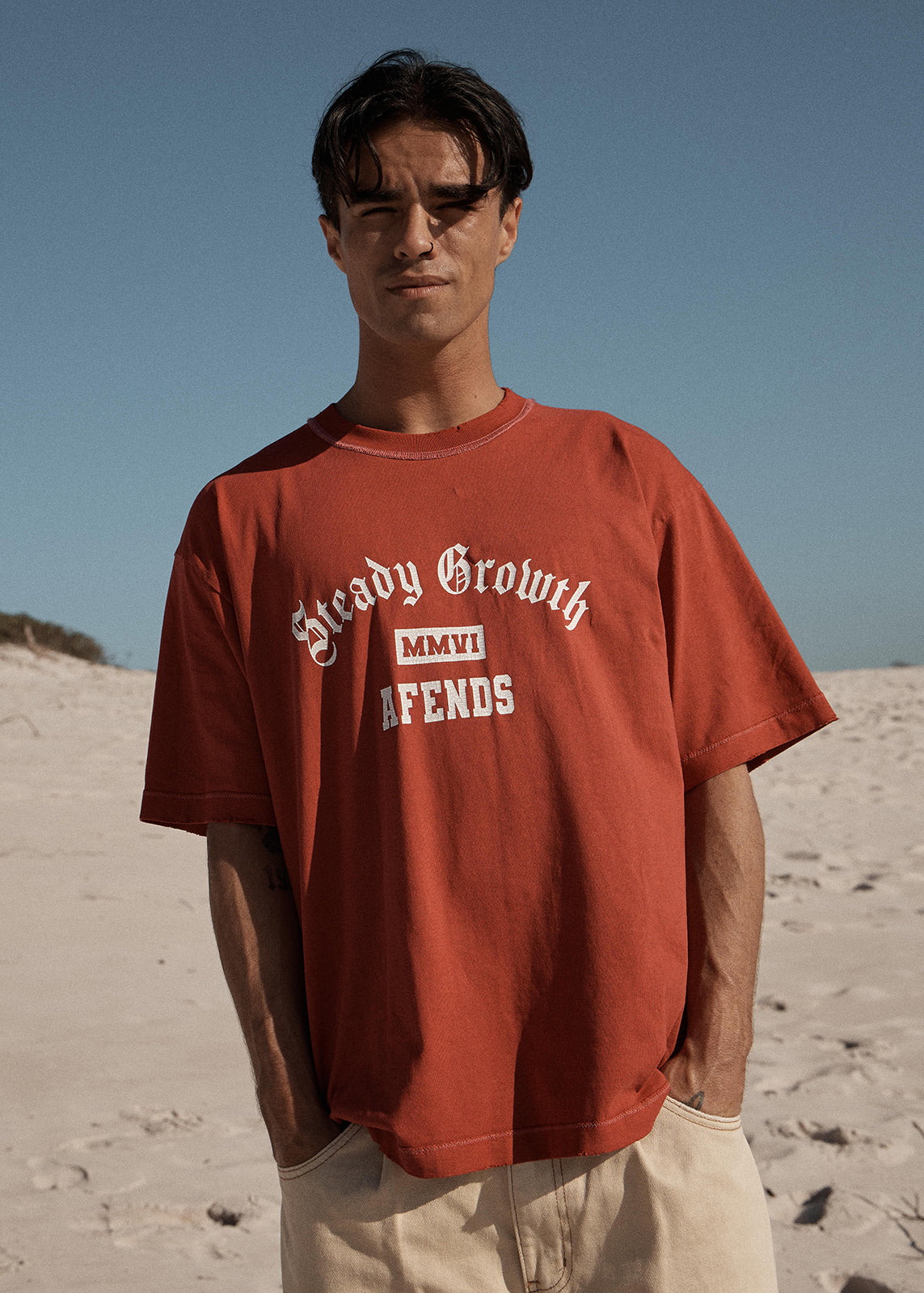 AFENDS Growth - Heavyweight Boxy Tee - Vintage Cherry