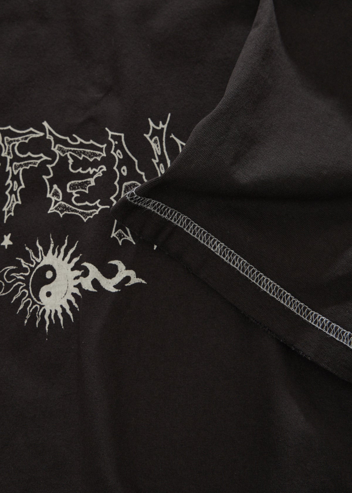 AFENDS Yang - Heavyweight Boxy Tee - Stone Black