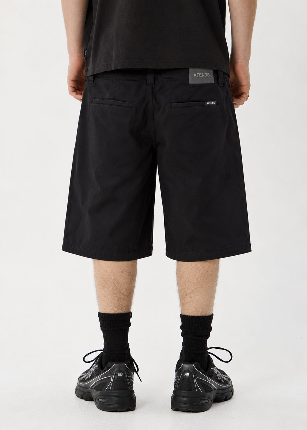 AFENDS Pollet - Baggy Pleated Short 24" - Washed Black