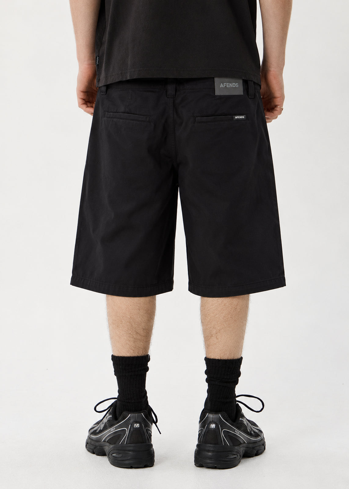 AFENDS Pollet - Baggy Pleated Short 24" - Washed Black