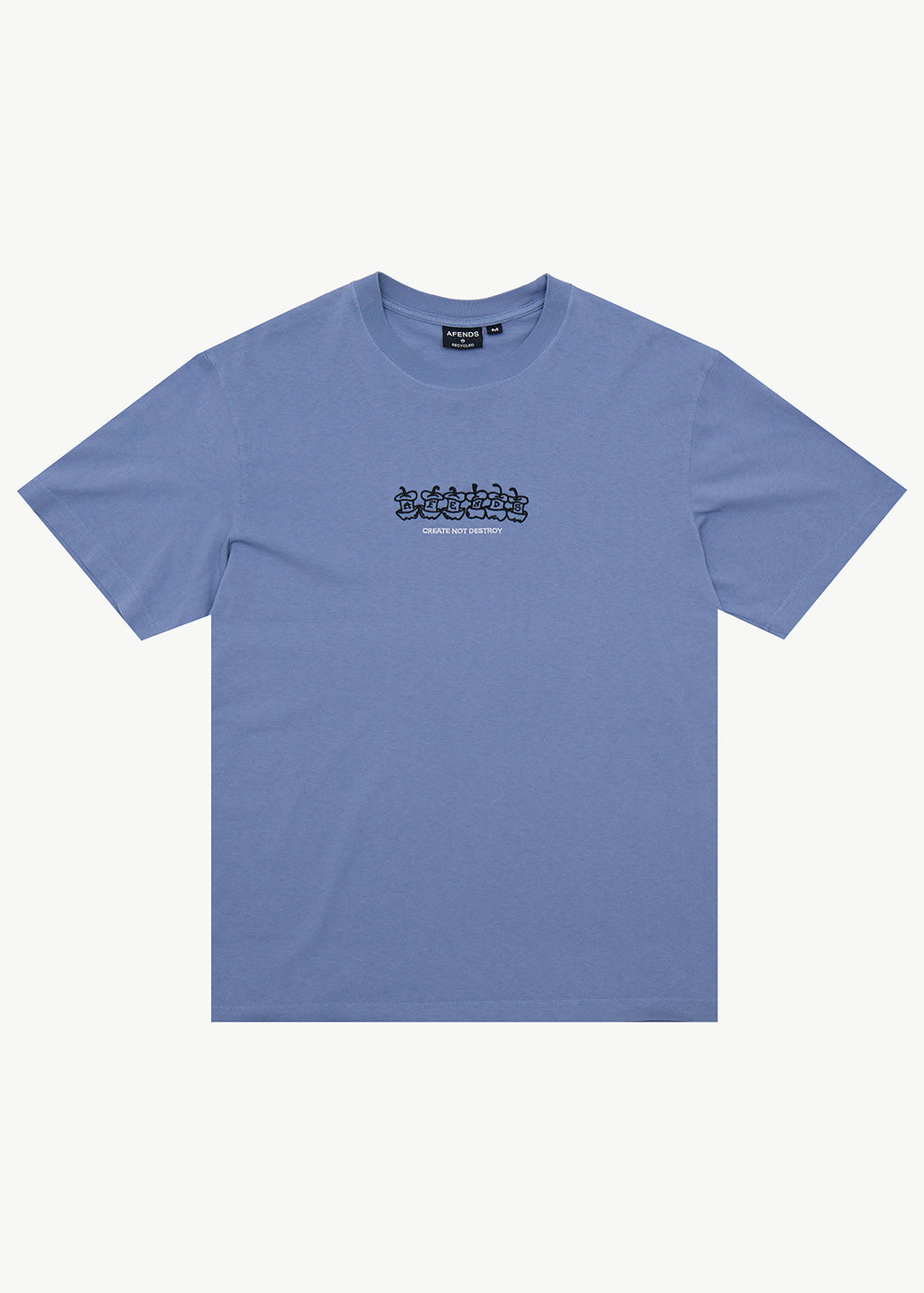 AFENDS Core - Retro Tee - Washed Slate Blue