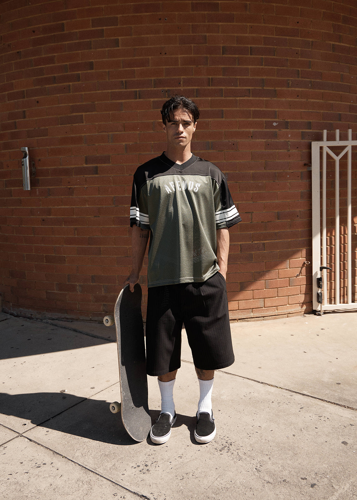 AFENDS Contingent - Mesh Jersey Boxy Tee - Cypress