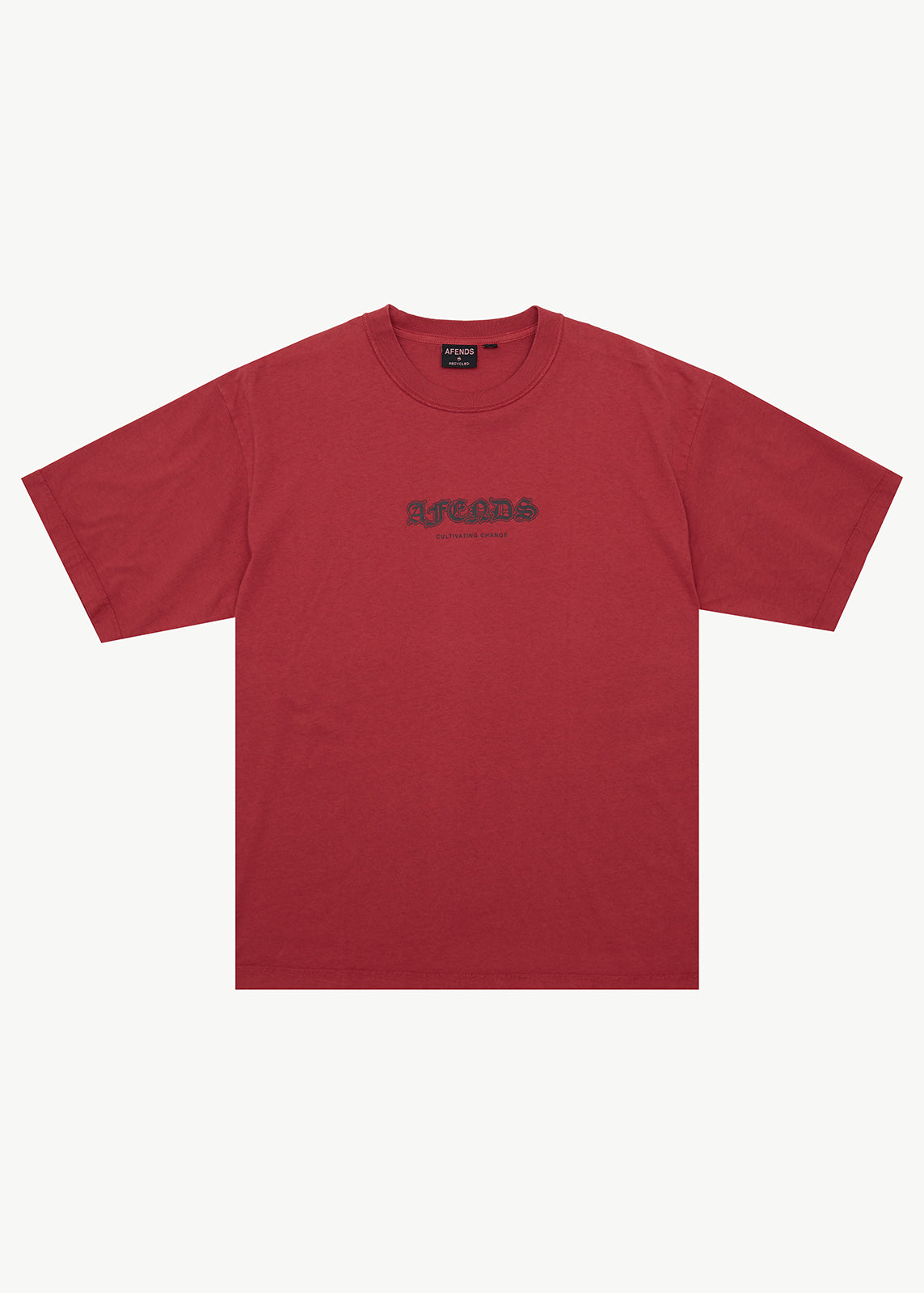 AFENDS Script - Boxy Tee - Vintage Cherry