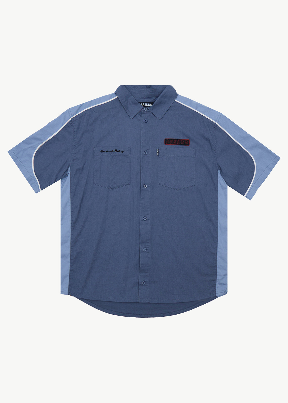 AFENDS Constellation - Short Sleeve Shirt - Slate Blue