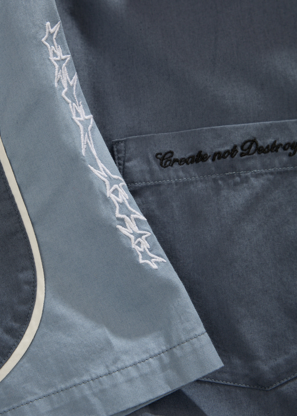 AFENDS Constellation - Short Sleeve Shirt - Slate Blue