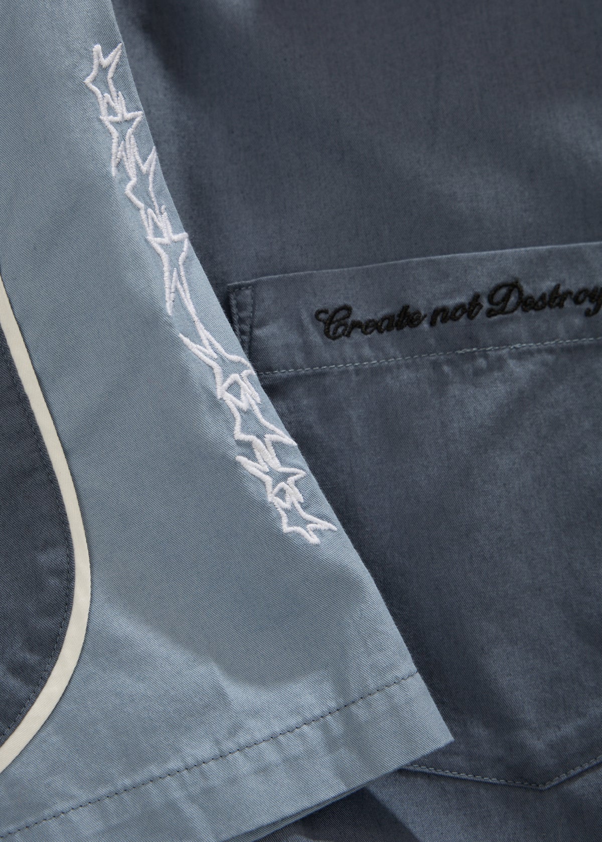 AFENDS Constellation - Short Sleeve Shirt - Slate Blue