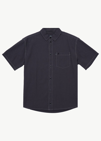 AFENDS Static - Short Sleeve Shirt - Black Stripe
