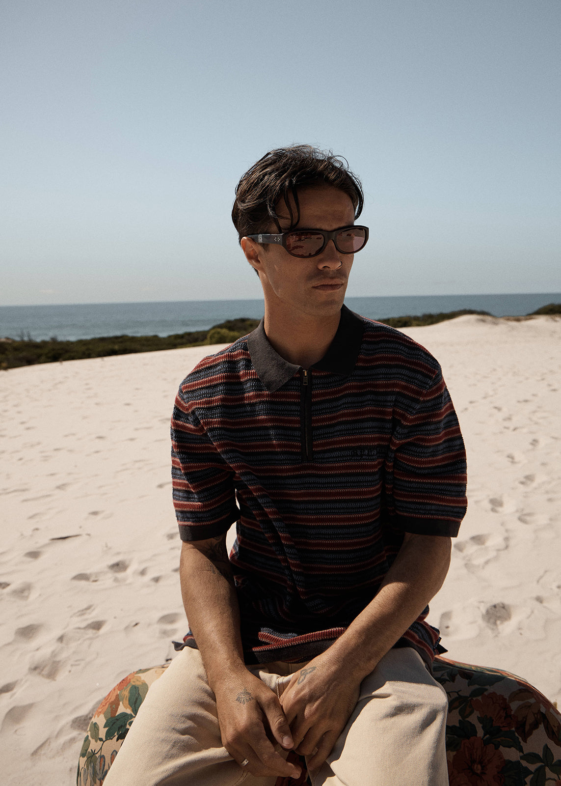 AFENDS Club - Knit Polo Shirt - Club Stripe