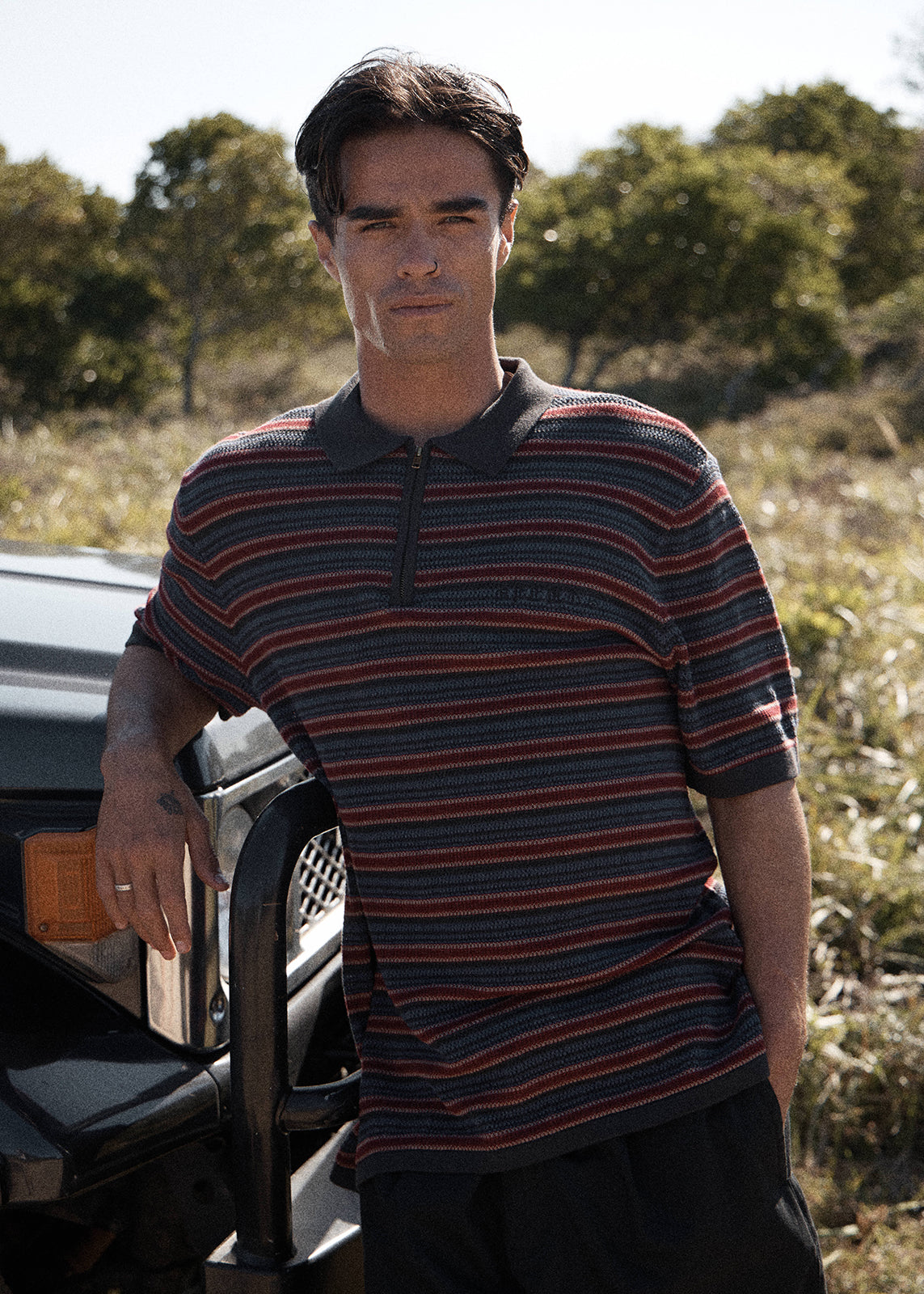AFENDS Club - Knit Polo Shirt - Club Stripe
