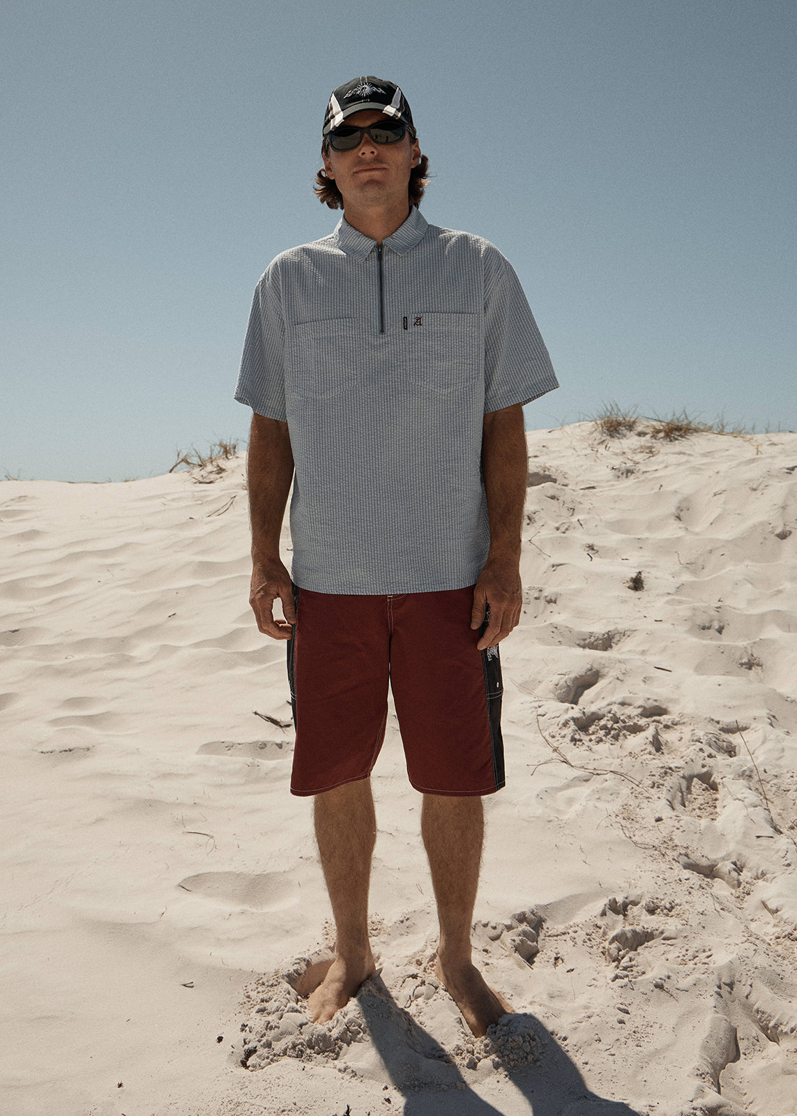 AFENDS Nostalgia - Workwear Short Sleeve Shirt - Blue Stripe