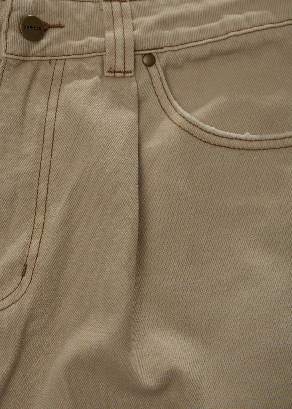 AFENDS Fast Forward - Denim Ultra Baggy Pleated Short 24" - Vintage Sand