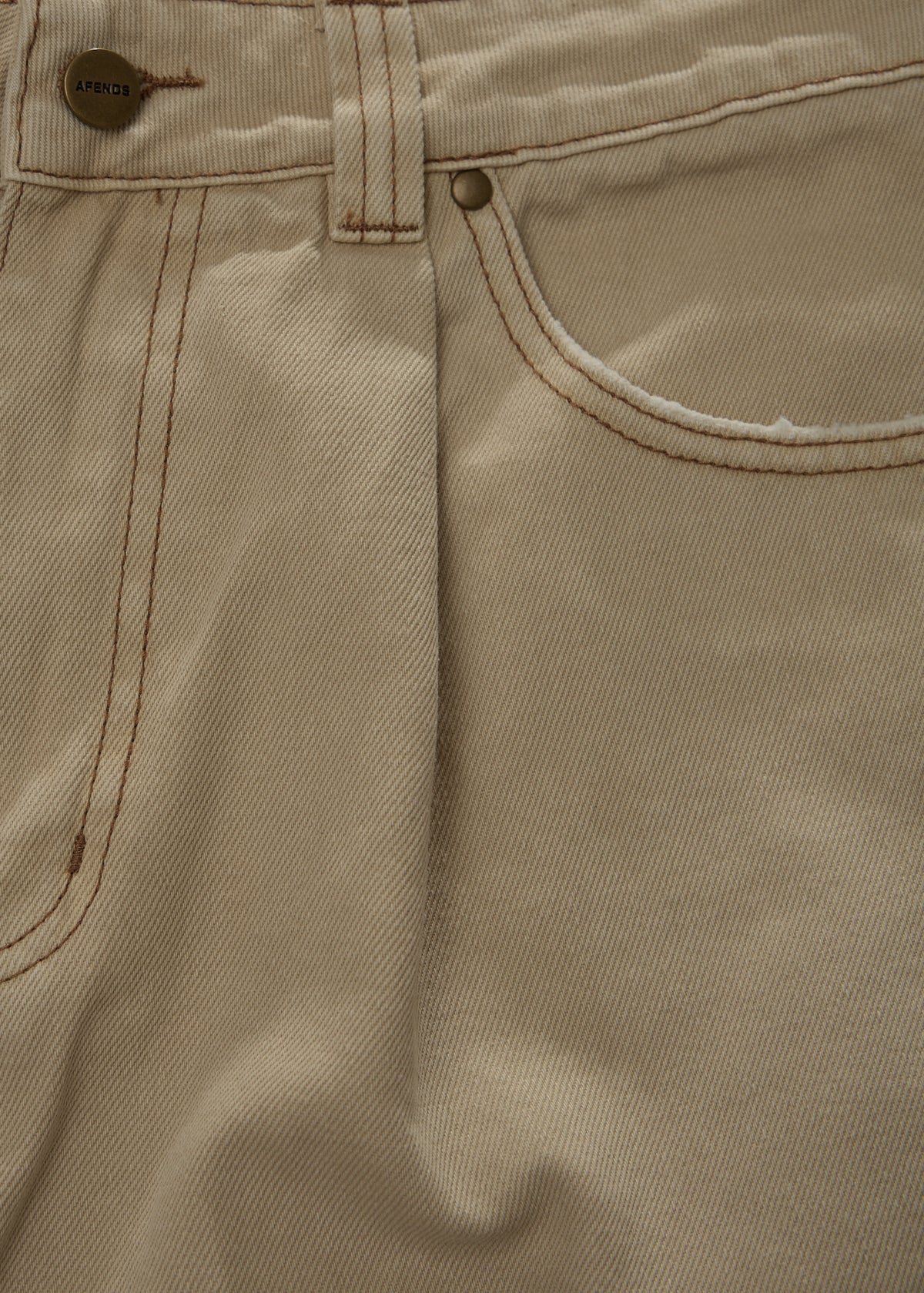 AFENDS Fast Forward - Denim Ultra Baggy Pleated Short 24" - Vintage Sand
