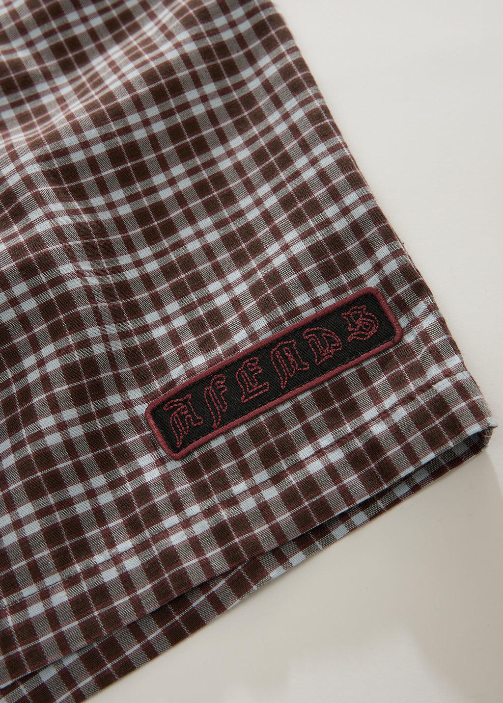 AFENDS Ninety Eight Leisure - Elastic Shorts 22" - Brown / Blue Check