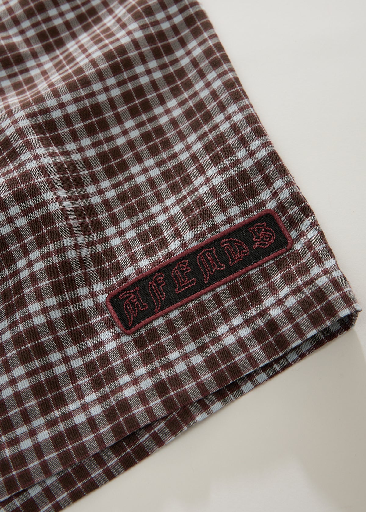 AFENDS Ninety Eight Leisure - Elastic Shorts 22" - Brown / Blue Check