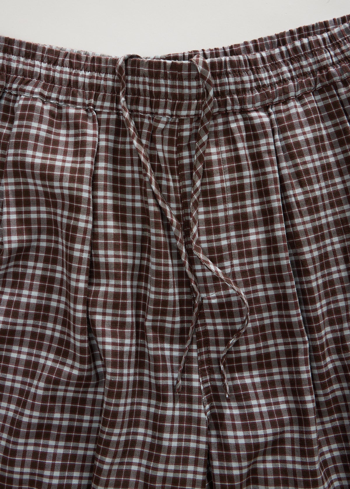 AFENDS Ninety Eight Leisure - Elastic Shorts 22" - Brown / Blue Check