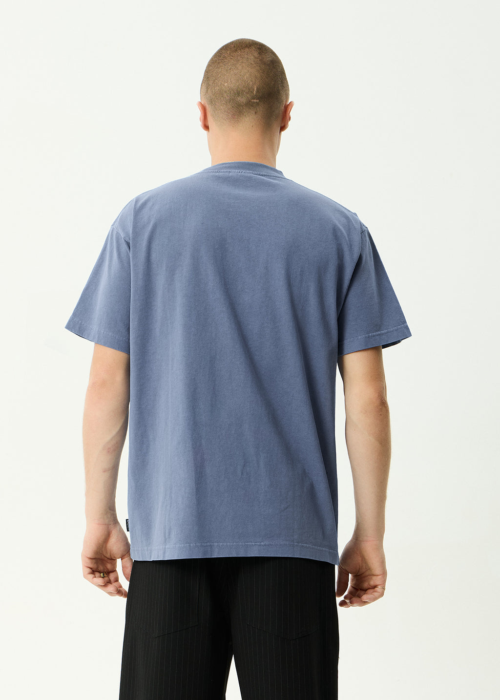 AFENDS Mens Genesis - Heavyweight Boxy Tee - Washed Slate Blue