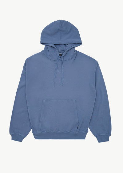 AFENDS Mens Genesis - Boxy Pull On Hood - Washed Slate Blue