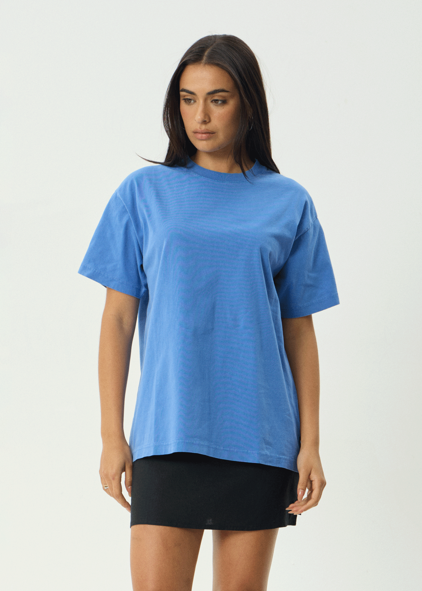 AFENDS Mens Genesis - Heavyweight Boxy Tee - Washed Marina