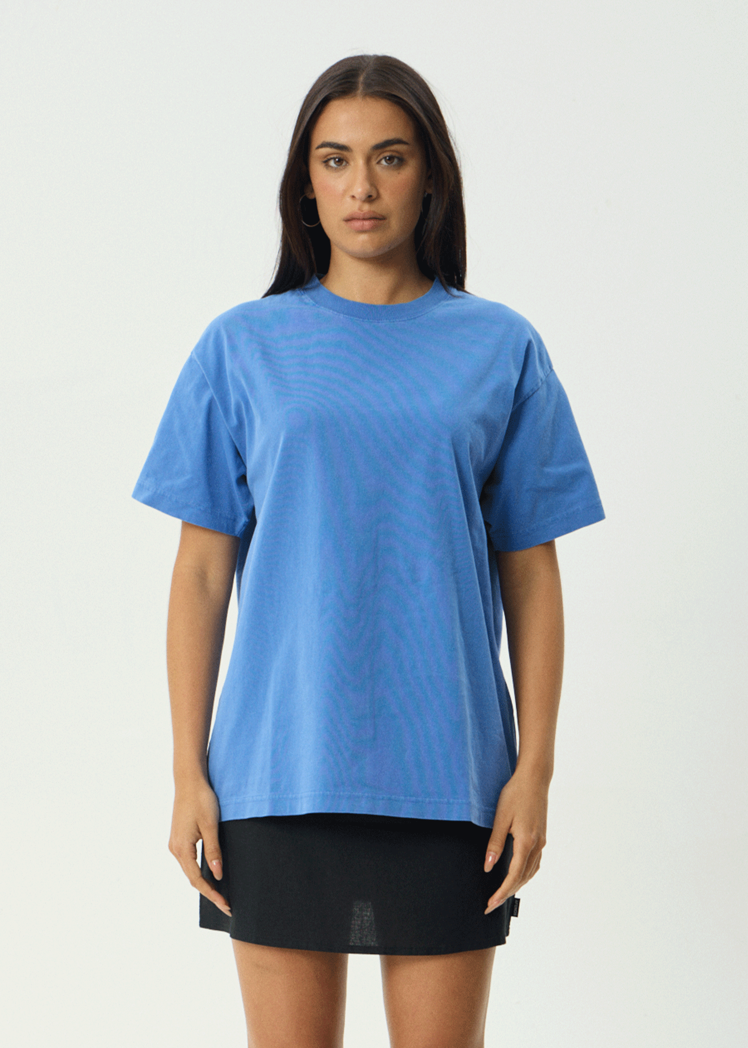 AFENDS Mens Genesis - Heavyweight Boxy Tee - Washed Marina