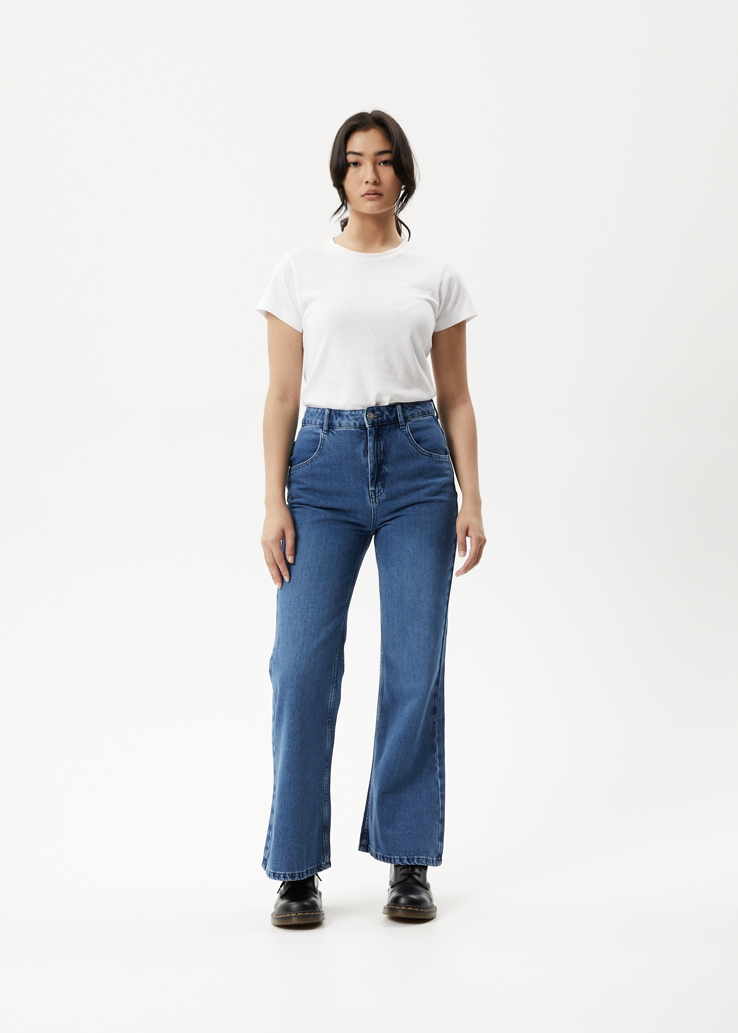 AFENDS Womens Marsha - Denim Slim Flared Jean - Authentic Blue