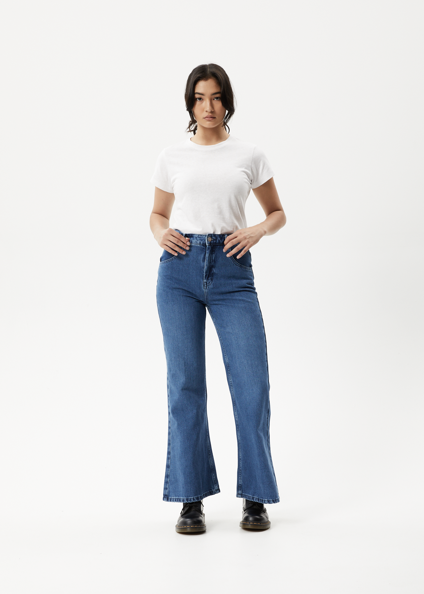 AFENDS Womens Marsha - Denim Slim Flared Jean - Authentic Blue