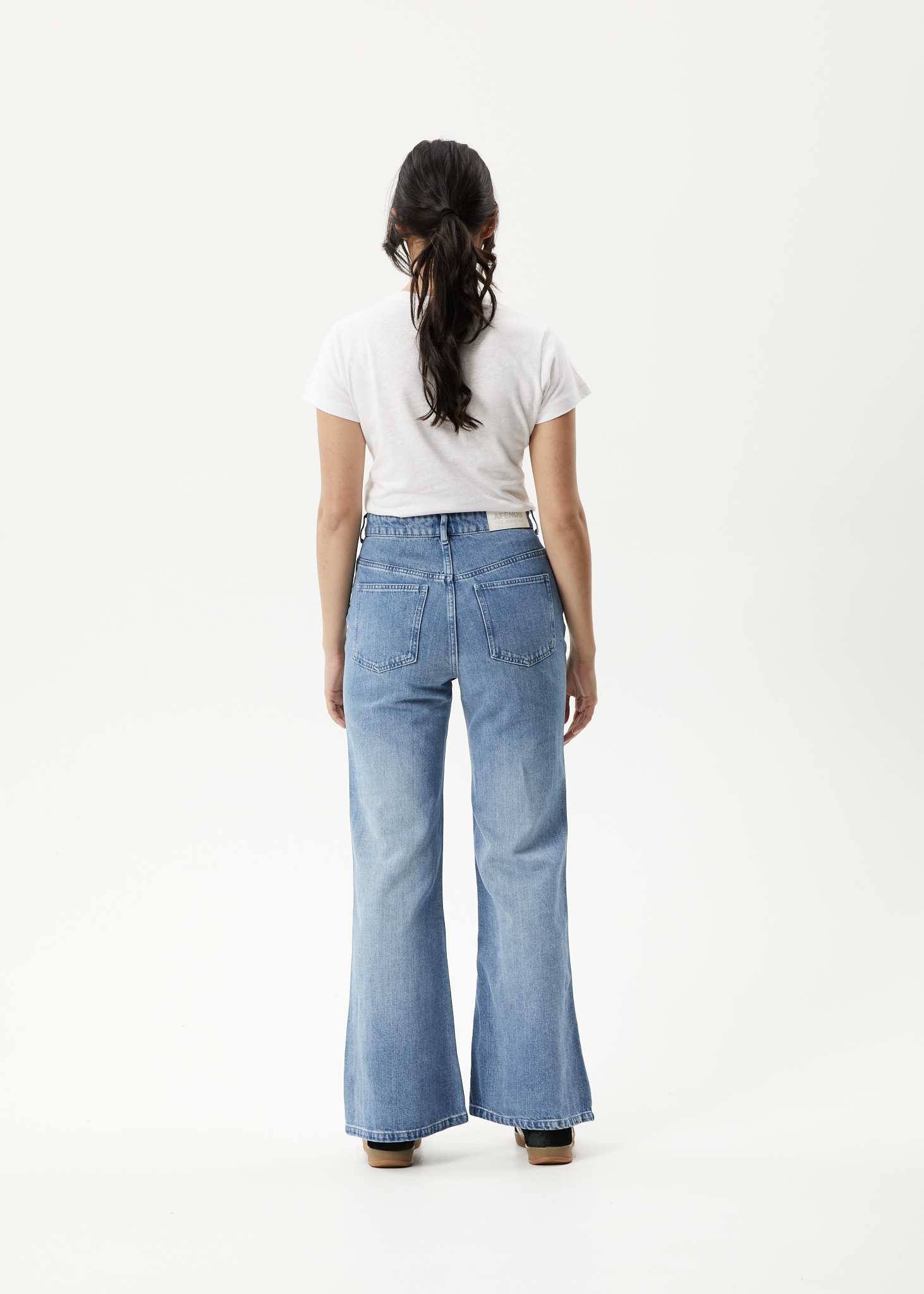 AFENDS Womens Marsha - Denim Slim Flared Jean - Worn Blue