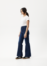 Afends Womens Marsha - Hemp Denim Slim Flared Jeans - Original Rinse - Afends womens marsha   hemp denim slim flared jeans   original rinse 