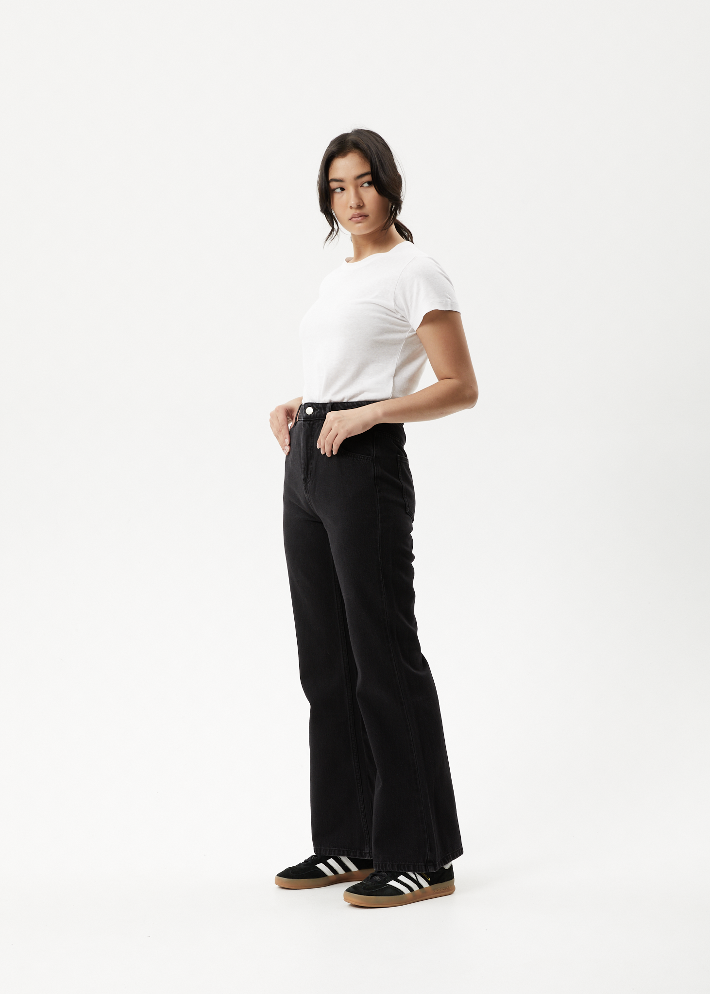 AFENDS Womens Marsha - Denim Slim Flared Jean - Washed Black