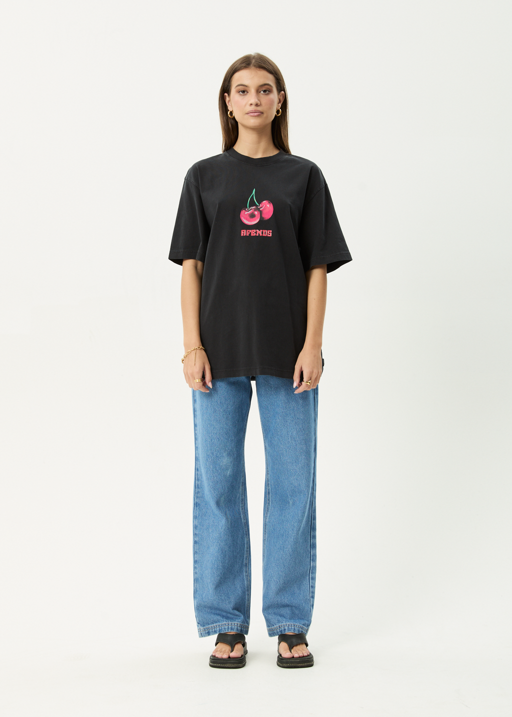 AFENDS Mens Abiza - Retro Tee - Stone Black