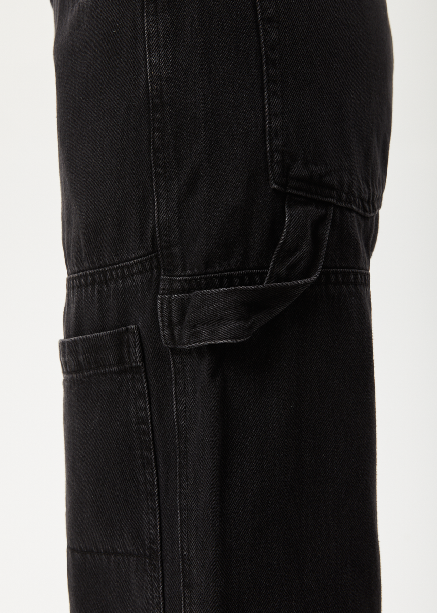 Moss - Women's Organic Denim Carpenter Jeans - Washed Black - Afends AU.