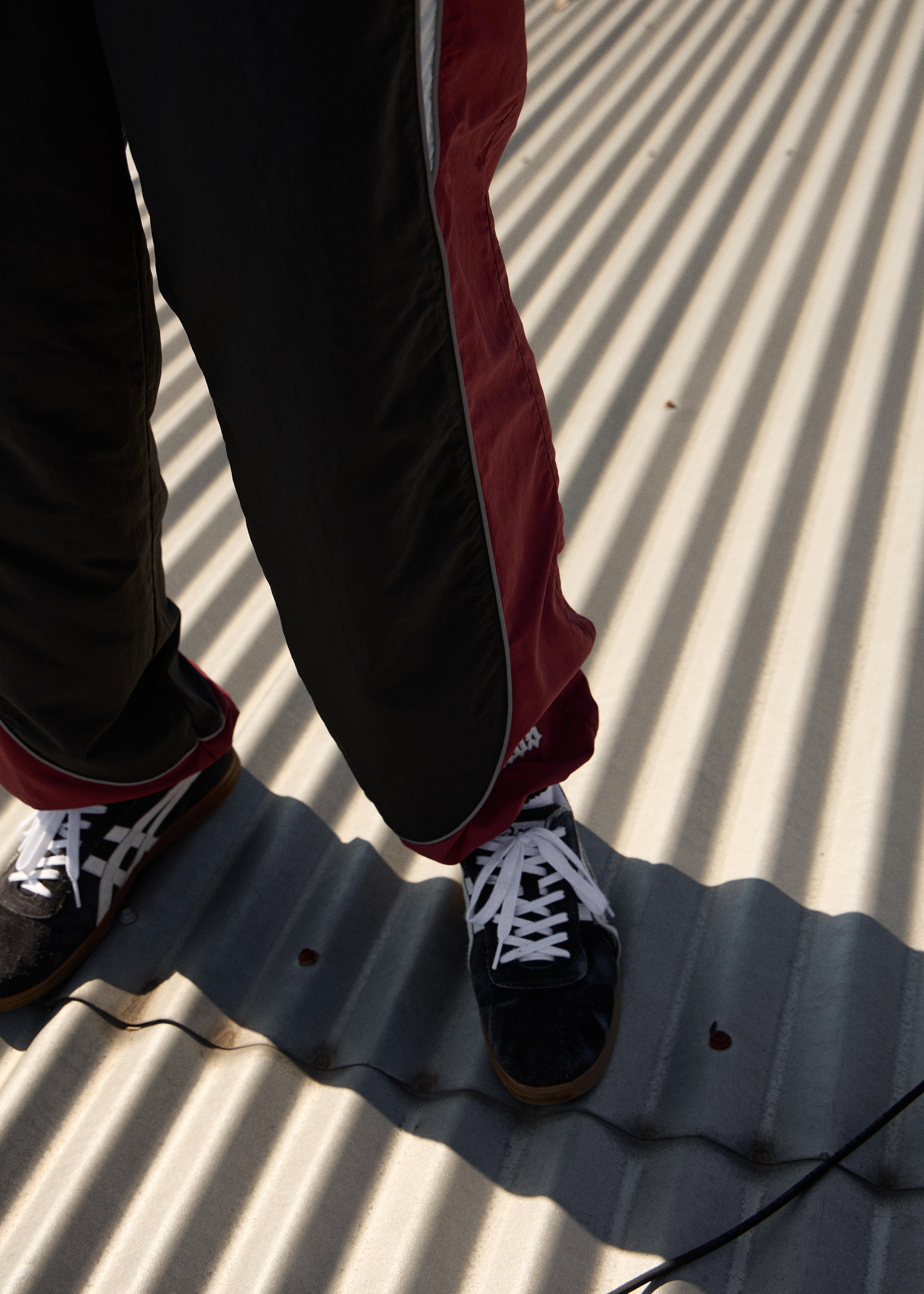 AFENDS Mens Sporting - Panelled Track Pant - Burgundy