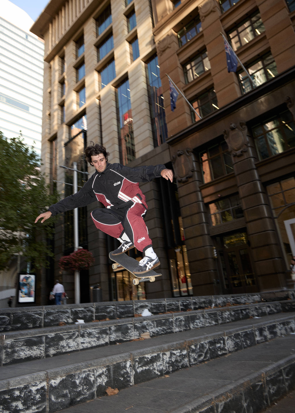 AFENDS Mens Sporting - Sports Spray Jacket - Burgundy