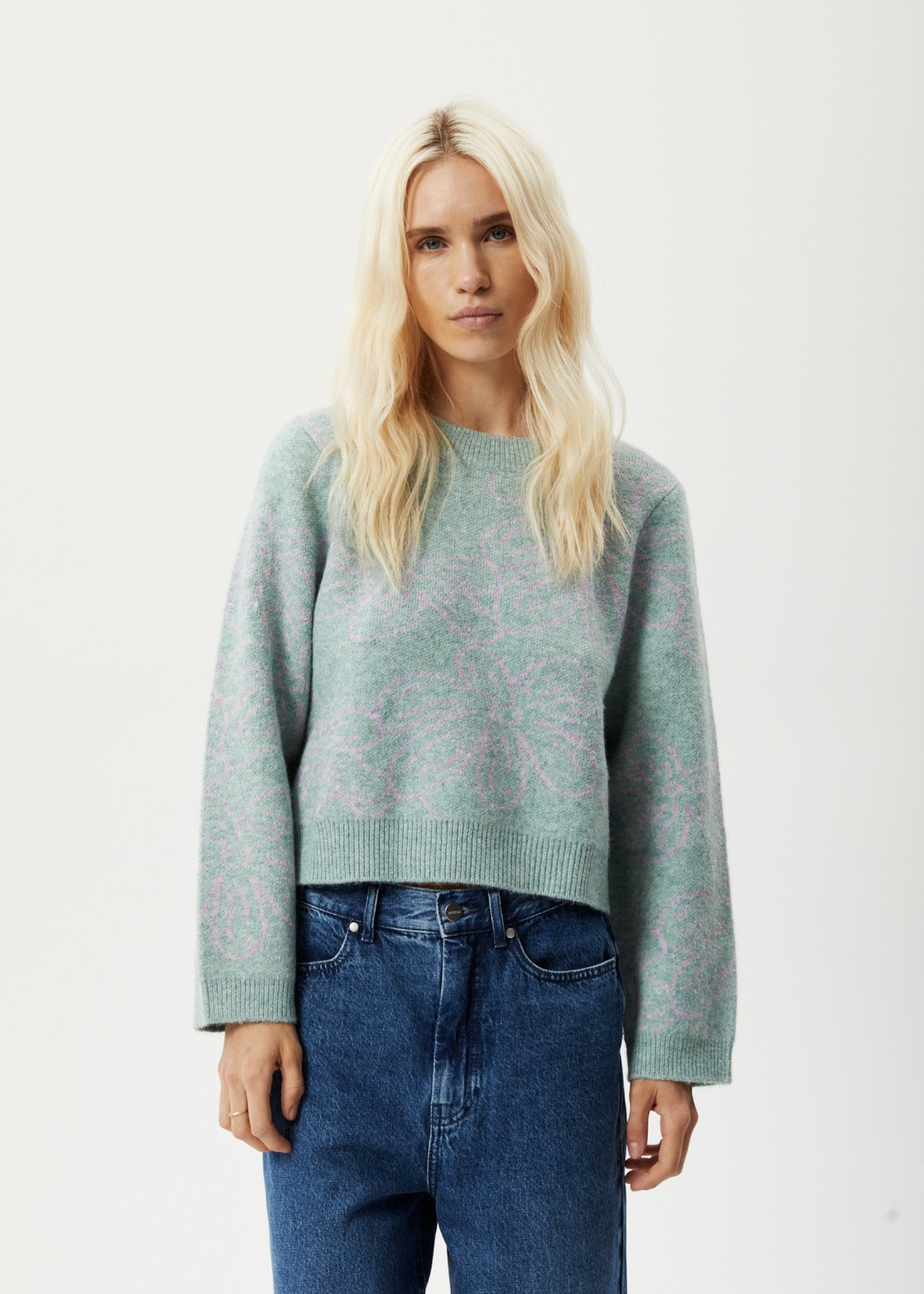 AFENDS Womens Elliot - Knitted Crew Neck Jumper - Pistachio 