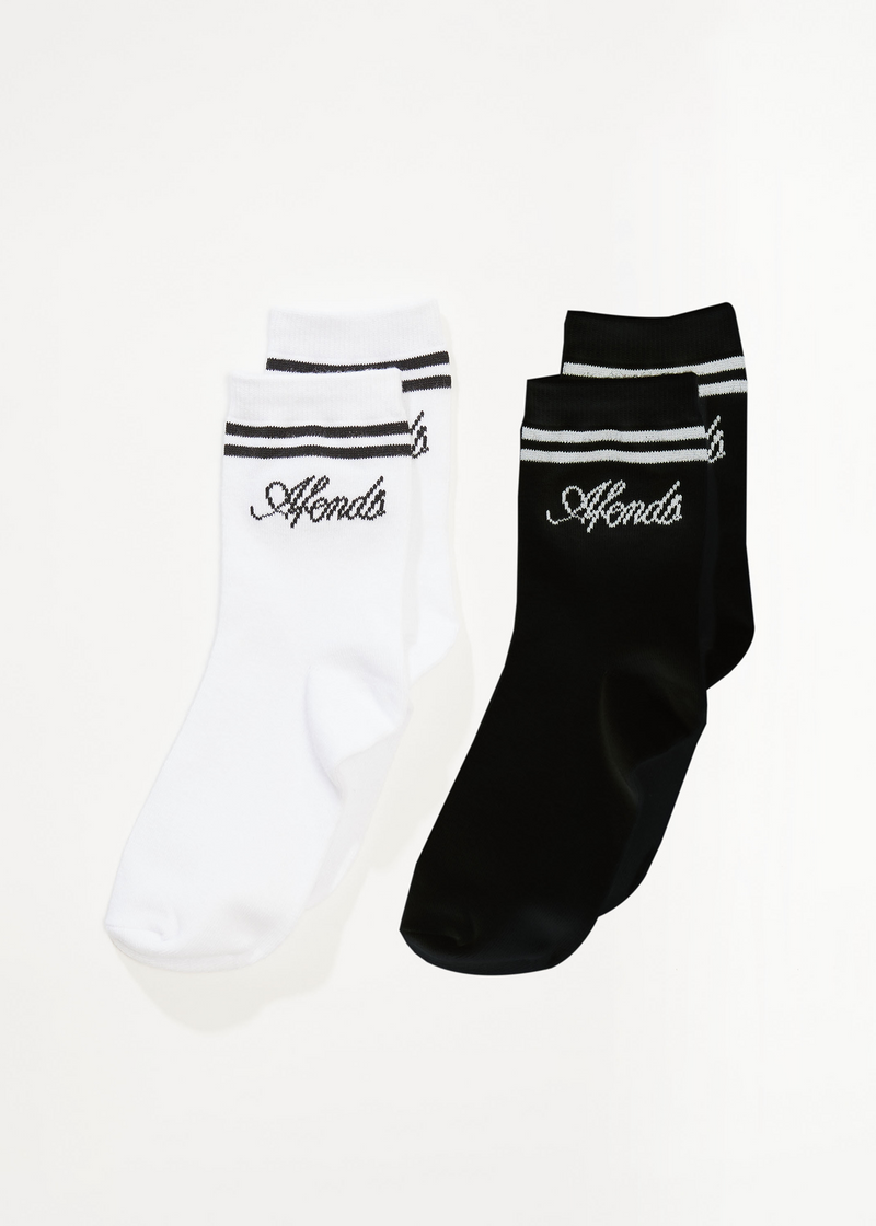 AFENDS Womens Notice - Socks Two Pack - White / Black