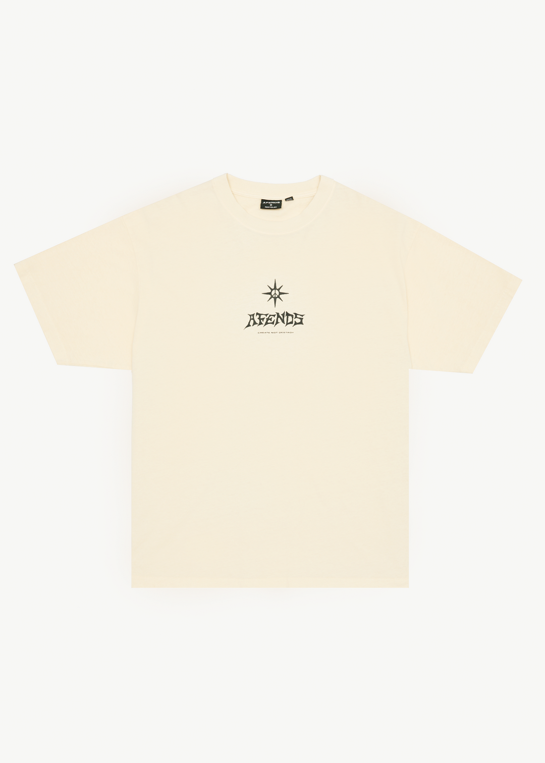 AFENDS Mens Peace Out - Boxy Fit Tee - Sand 