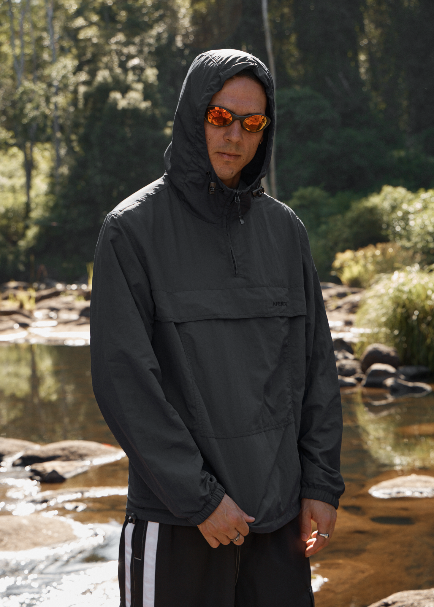 AFENDS Mens System - Water Resistant Spray Anorak Jacket - Black