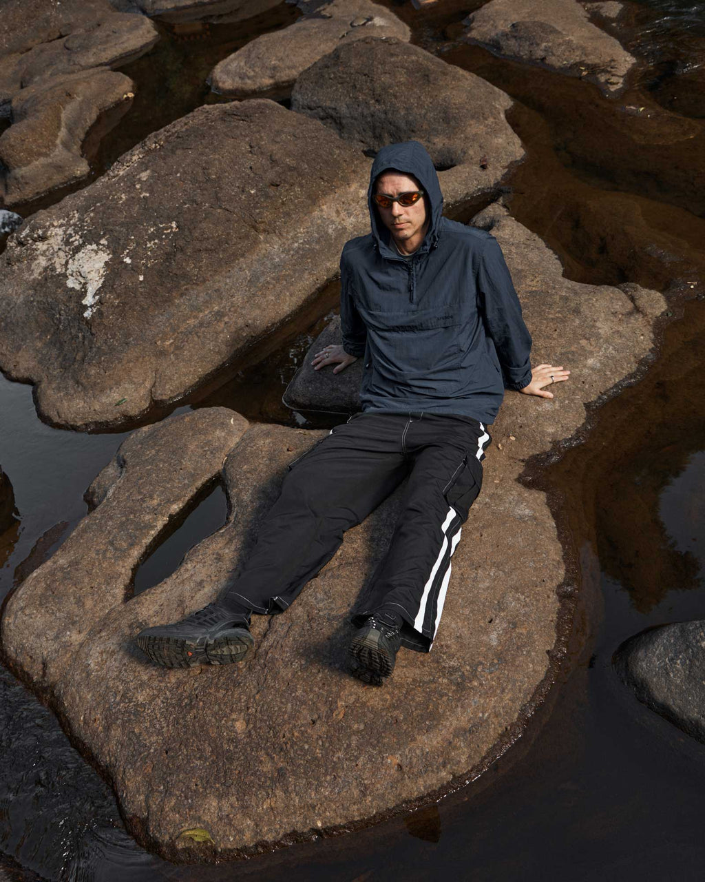 AFENDS Mens System - Water Resistant Spray Anorak Jacket - Deep Sea