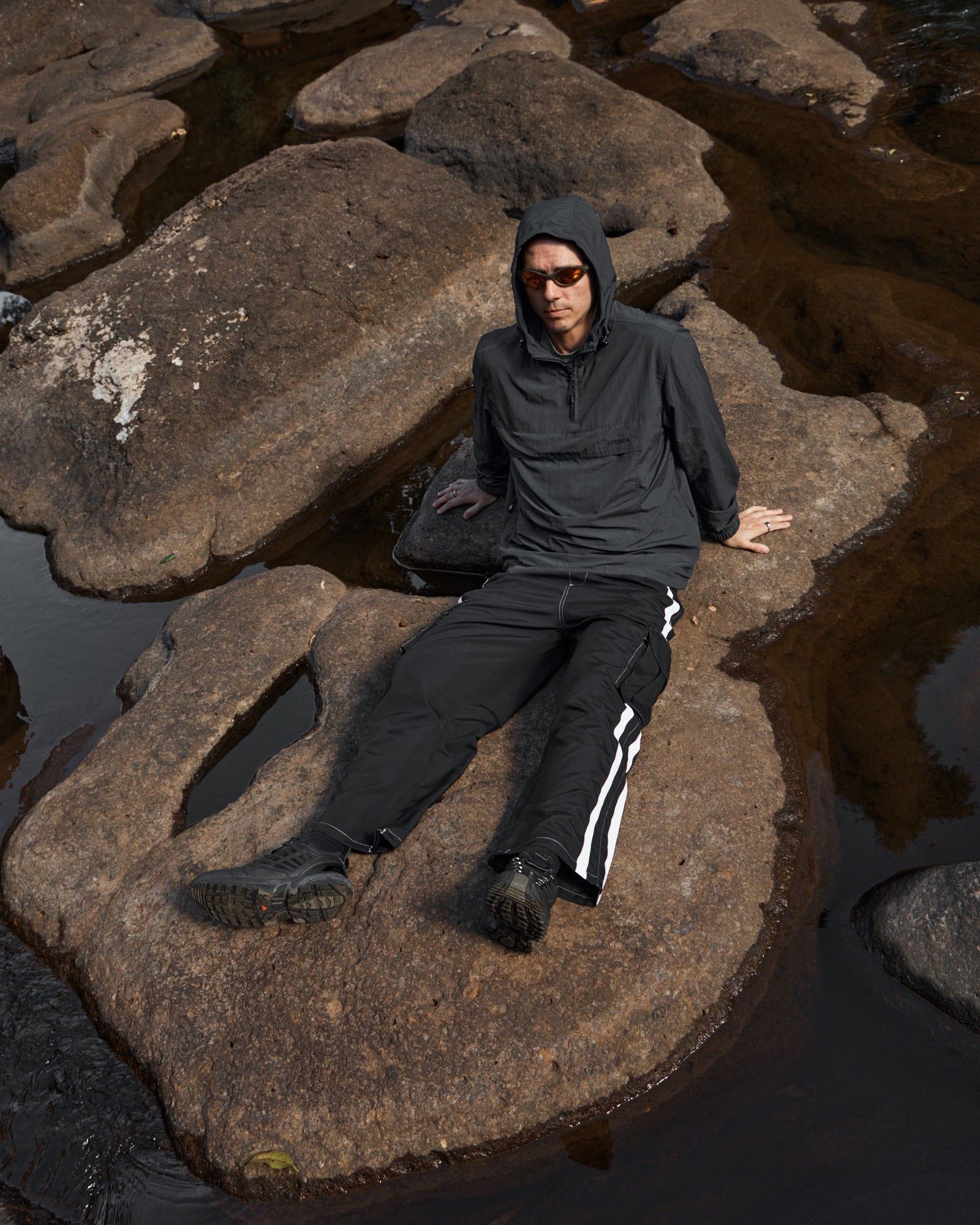 AFENDS Mens System - Water Resistant Spray Anorak Jacket - Black