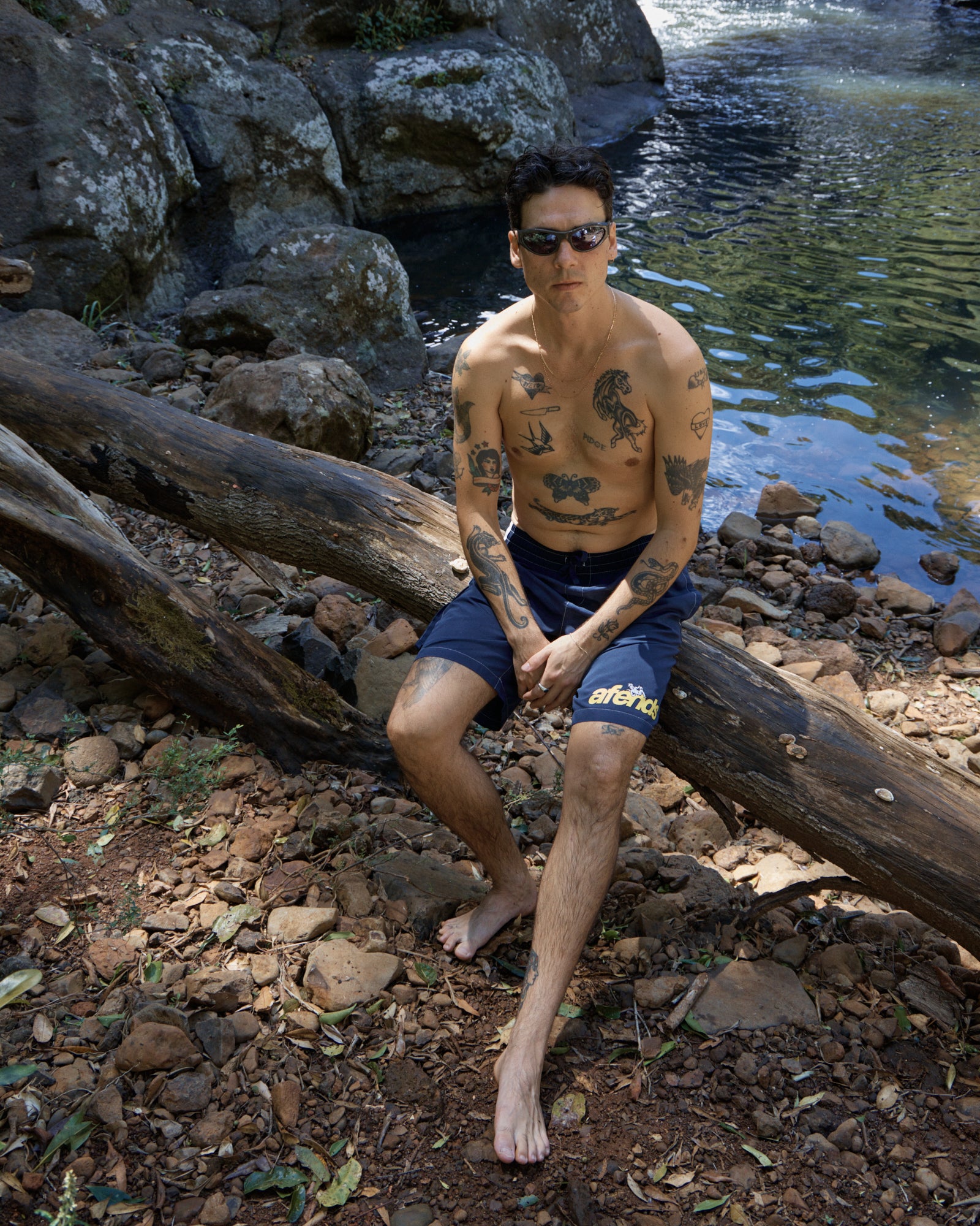 AFENDS Mens Angel Boy - Recycled Cargo Short 20 Inch - Deep Sea