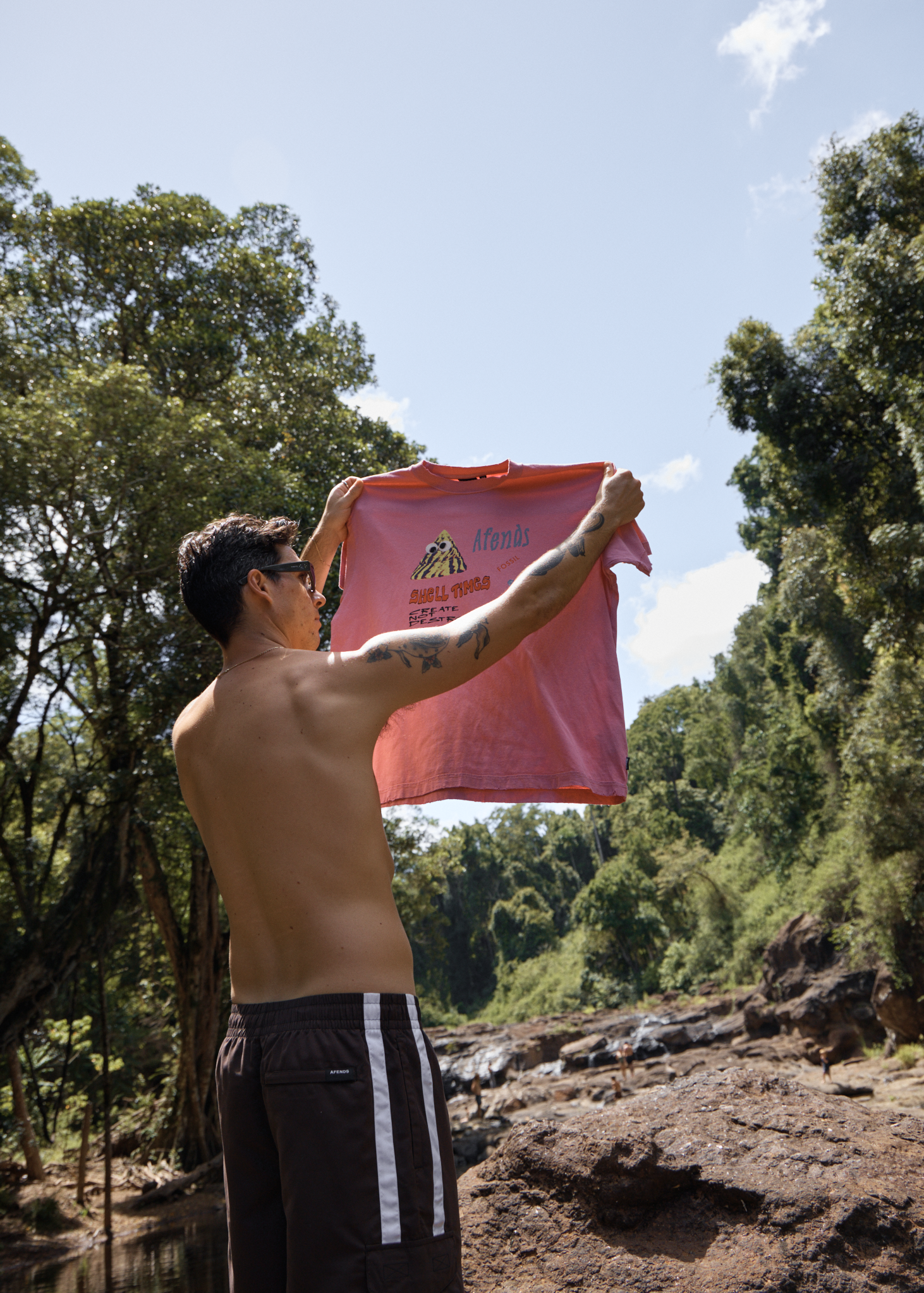 AFENDS Mens Shell Times - Recycled Boxy Fit Tee - Washed Marrakesh