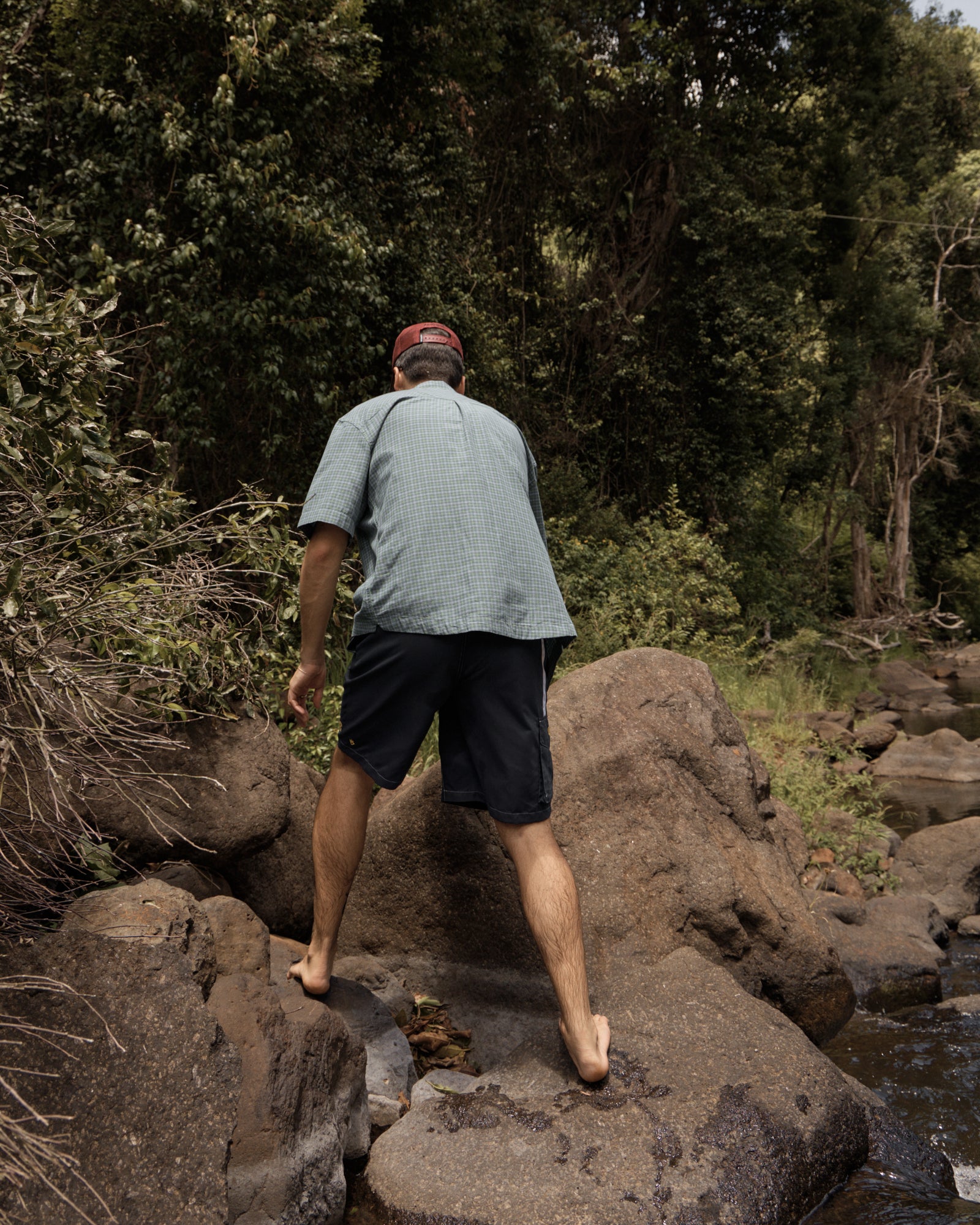 AFENDS Mens Voyager - Recycled Short Sleeve Shirt - Deep Olive Check