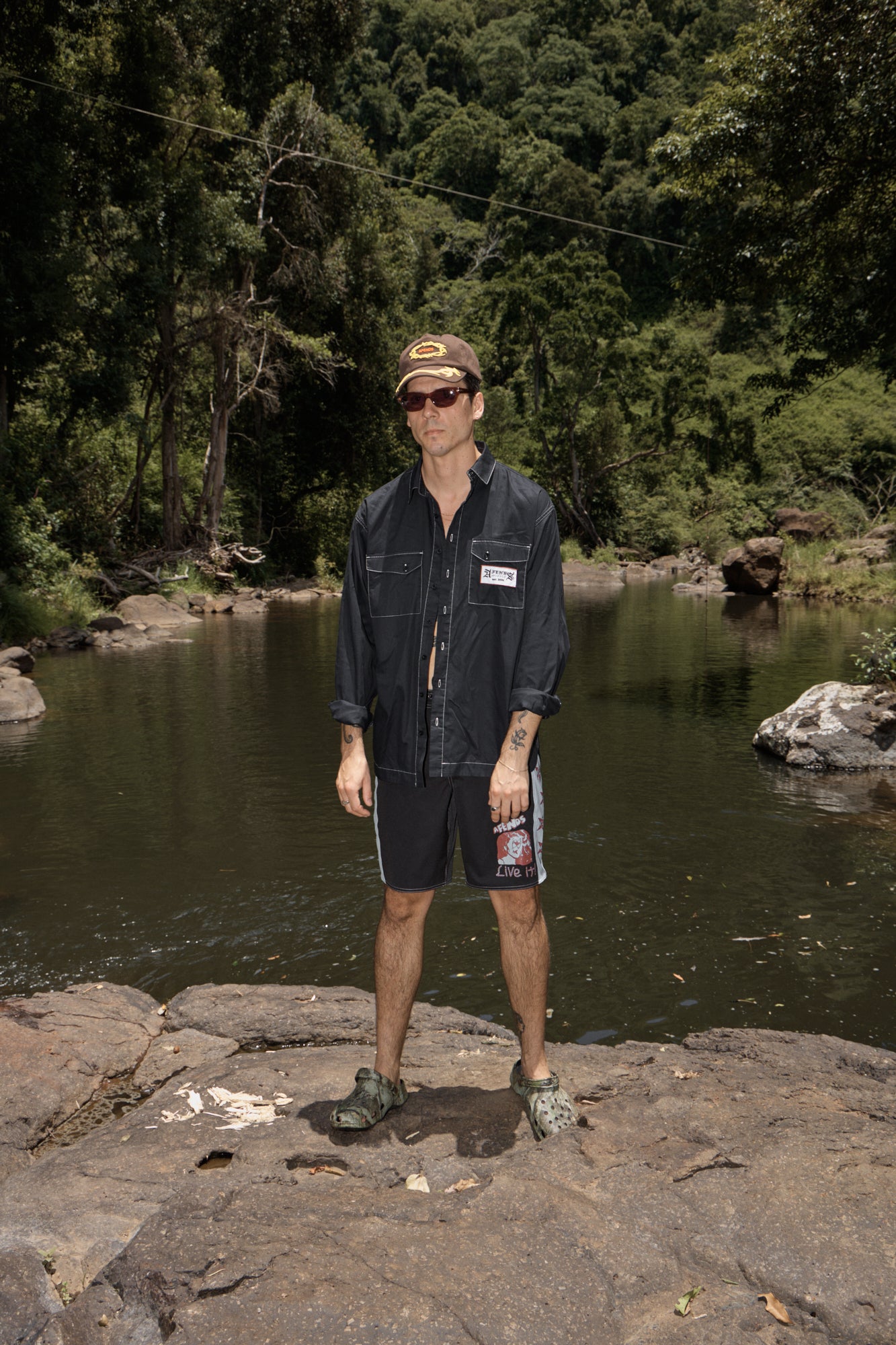 AFENDS Mens Supply - Long Sleeve Workwear Shirt - Black