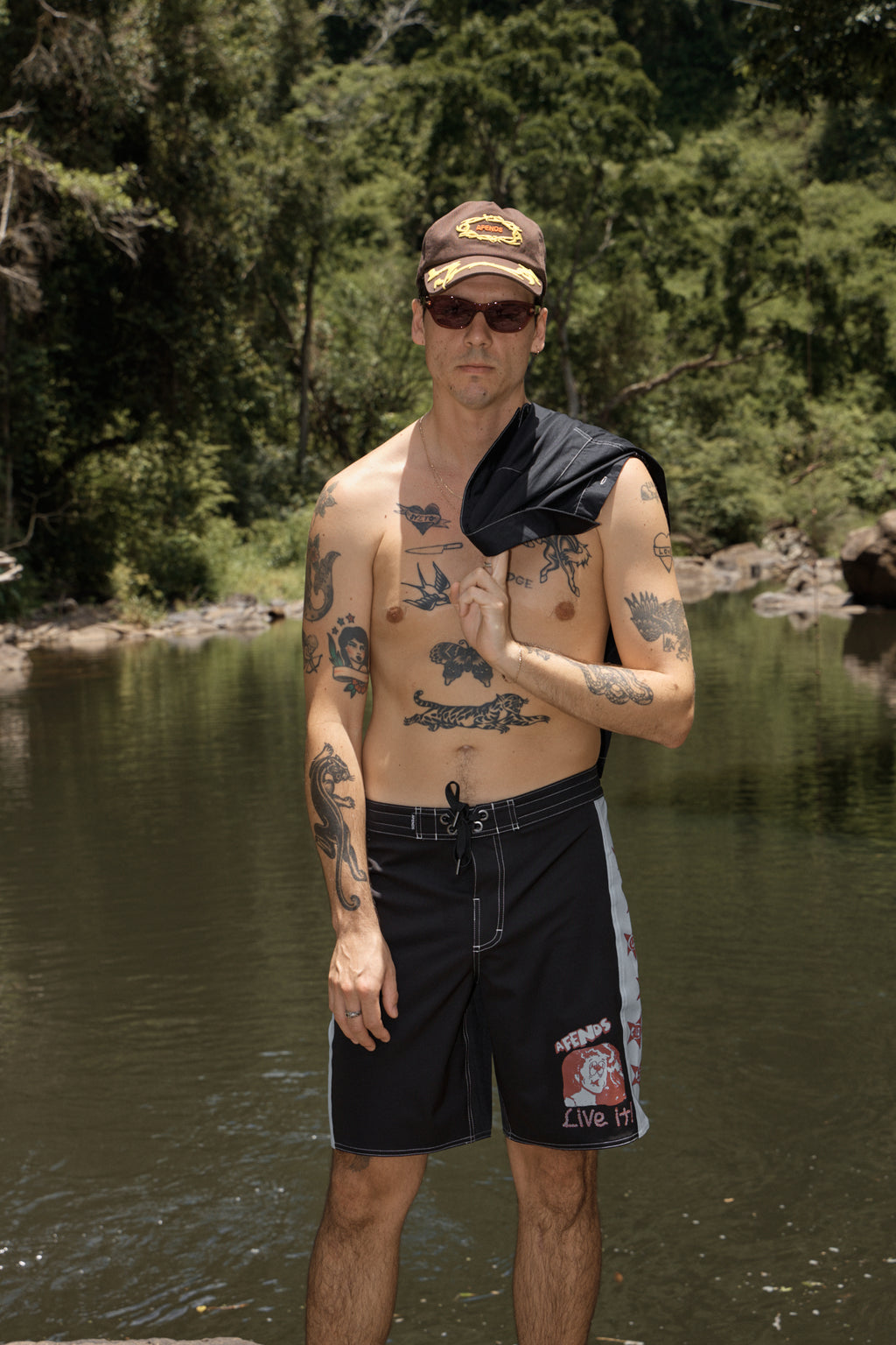 AFENDS Mens Rocked - Recycled Five Panel Cap - Coffee